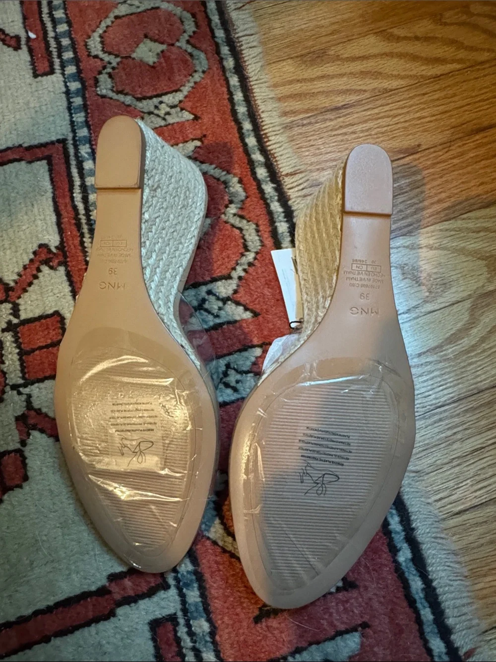 Mango NWT Clear Strap Tan Wedge Sandals 39